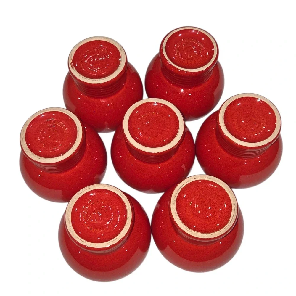 Waechtersbach West Germany Vintage Red Ceramic Goblet Set of 7‎ MCM Cups Chalice